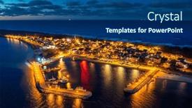  Presentation with dusk - Slides featuring kuznica-village-by-the-baltic background and a ocean colored foreground