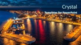  Presentation with dusk - PPT theme enhanced with kuznica-village-by-the-baltic background and a navy blue colored foreground