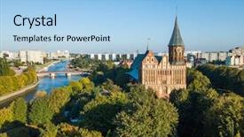 Presentation with cityscape - Amazing PPT theme having kvant - aerial cityscape of kant island backdrop and a light blue colored foreground