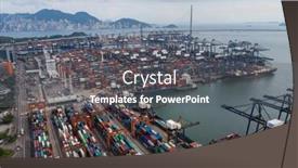  Presentation with container port - Presentation theme with kwai-chung-hong-kong-16 background and a gray colored foreground