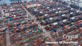  Presentation with container port - Presentation consisting of kwai-chung-hong-kong-16 background and a dark gray colored foreground