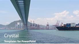  Presentation with container terminal - Presentation consisting of kwai-tsing-hong-kong-02 background and a seafoam green colored foreground