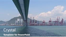  Presentation with container terminal - PPT layouts consisting of kwai-tsing-hong-kong-02 background and a ocean colored foreground