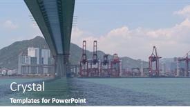 Presentation with container terminal - Slides featuring kwai-tsing-hong-kong-02 background and a ocean colored foreground