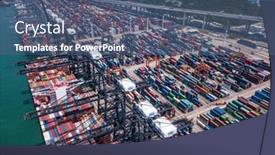  Presentation with container terminal - PPT theme with kwai-tsing-hong-kong-02 background and a ocean colored foreground