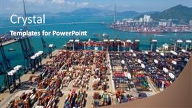  Presentation with container terminal - Beautiful presentation theme featuring kwai-tsing-hong-kong-02 backdrop and a  colored foreground