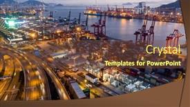  Presentation with container terminals - Audience pleasing PPT theme consisting of kwai-tsing-hong-kong-14 backdrop and a  colored foreground