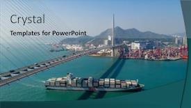  Presentation with container port - Amazing presentation design having kwai-tsing-hong-kong-24 backdrop and a light blue colored foreground