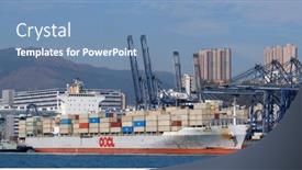  Presentation with container terminals - PPT theme featuring kwai-tsing-hong-kong-29 background and a teal colored foreground