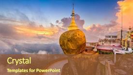  Presentation with rock - Slides enhanced with kyaiktiyo myanmar at golden rock background and a tawny brown colored foreground