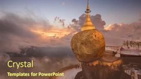 Presentation with rock - Slides enhanced with kyaiktiyo-pagoda-atop-golden-rock background and a tawny brown colored foreground