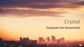  Presentation with dark building - Audience pleasing slides consisting of kyiv-aerial-cityscape-sunrise-silhouette backdrop and a lemonade colored foreground