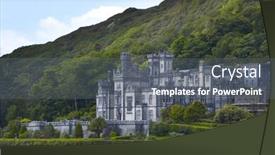  Presentation with ireland - Presentation theme enhanced with kylemore abbey in ireland focus on facade of structure near middle of frame background and a gray colored foreground