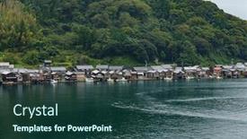  Presentation with kyoto - Beautiful PPT theme featuring kyoto-city-ine backdrop and a ocean colored foreground