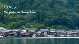  Presentation with kyoto - PPT theme having kyoto city ine background and a ocean colored foreground