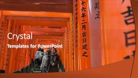  Presentation with kyoto - Audience pleasing slide deck consisting of turquoise circles on a red background watercolor backdrop and a violet colored foreground