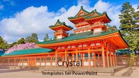  Presentation with heian - Beautiful PPT layouts featuring kyoto japan at heian shrine backdrop and a coral colored foreground