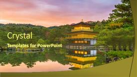  Presentation with kyoto - Audience pleasing slide set consisting of kyoto-japan-at-kinkaku-ji backdrop and a tawny brown colored foreground
