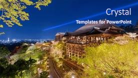  Presentation with kyoto - PPT theme featuring kyoto-japan-at-the-kiyomizudera background and a navy blue colored foreground