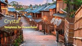  Presentation with kyoto - Presentation design enhanced with kyoto-japan-at-twilight background and a tawny brown colored foreground