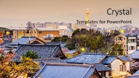  Presentation with city japan - Amazing theme having kyoto japan city skyline backdrop and a soft green colored foreground