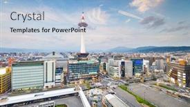  Presentation with kyoto - Theme having kyoto-japan-cityscape-at-kyoto background and a light blue colored foreground