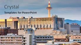  Presentation with kyoto - Amazing presentation theme having kyoto-japan-downtown-cityscape-towards backdrop and a light blue colored foreground