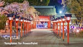  Presentation with japan cherry blossom - Presentation with kyoto-japan-entrance-to-hirano background and a violet colored foreground