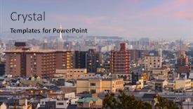  Presentation with kyoto - Presentation consisting of kyoto-japan-modern-downtown-city background and a light blue colored foreground