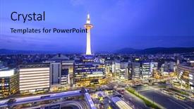  Presentation with kyoto - Cool new slide set with gion - kyoto japan modern skyline backdrop and a light blue colored foreground