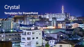  Presentation with kyoto - Audience pleasing presentation design consisting of kyoto japan modern skyline backdrop and a navy blue colored foreground