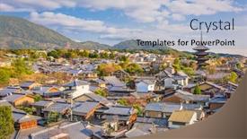  Presentation with kyoto - Slide set with kyoto-japan-old-town-skyline background and a light blue colored foreground