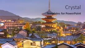  Presentation with kyoto - Slide deck enhanced with kyoto-japan-old-town-skyline background and a light blue colored foreground