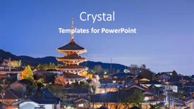  Presentation with kyoto - Presentation design enhanced with kyoto-japan-rooftop-cityscape background and a teal colored foreground