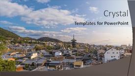  Presentation with kyoto - PPT layouts having kyoto-japan-rooftop-cityscape background and a light blue colored foreground
