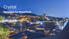  Presentation with kyoto - Theme consisting of kyoto-japan-rooftop-cityscape background and a teal colored foreground