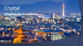  Presentation with towers - Slide set consisting of kyoto-japan-skyline-and-towers background and a ocean colored foreground