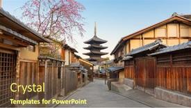  Presentation with springtime - Beautiful theme featuring kyoto-japan-springtime-in-higashiyama backdrop and a tawny brown colored foreground