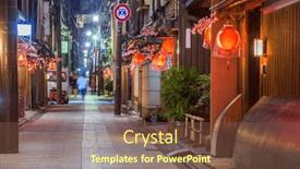  Presentation with kyoto - Slide deck with kyoto-japan-street-scene background and a tawny brown colored foreground