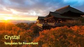  Presentation with kyoto - Colorful PPT theme enhanced with kyoto kiyomizu-dera temple japan backdrop and a tawny brown colored foreground