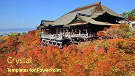  Presentation with fall colors - Beautiful PPT theme featuring kyoto-november-19-kiyomizu-dera backdrop and a red colored foreground