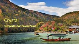  Presentation with boat river - Audience pleasing PPT theme consisting of kyoto-november-21-boat backdrop and a tawny brown colored foreground