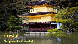  Presentation with golden pavilion kinkakuji temple - Slides consisting of kyoto one of famous world background and a tawny brown colored foreground