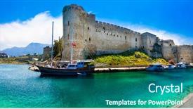  Presentation with turkish - Beautiful PPT theme featuring kyrenia old town medieval fortress backdrop and a ocean colored foreground