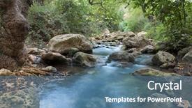  Presentation with stream - Presentation enhanced with kziv river in the galilee background and a teal colored foreground