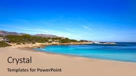  Presentation with little beach cala esmeralda cala - Beautiful theme featuring l - ametlla de mar cala sant backdrop and a coral colored foreground