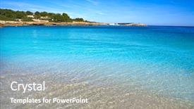 Presentation with little beach cala esmeralda cala - Beautiful PPT theme featuring l - ametlla de mar cala sant backdrop and a gray colored foreground