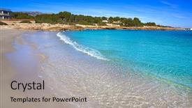  Presentation with little beach cala esmeralda cala - Slide set with l - ametlla de mar cala sant background and a light gray colored foreground