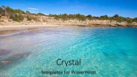  Presentation with little beach cala esmeralda cala - Slide deck having l - ametlla de mar cala vidre background and a teal colored foreground