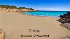  Presentation with little beach cala esmeralda cala - Audience pleasing PPT theme consisting of l - ametlla de mar cala vidre backdrop and a coral colored foreground